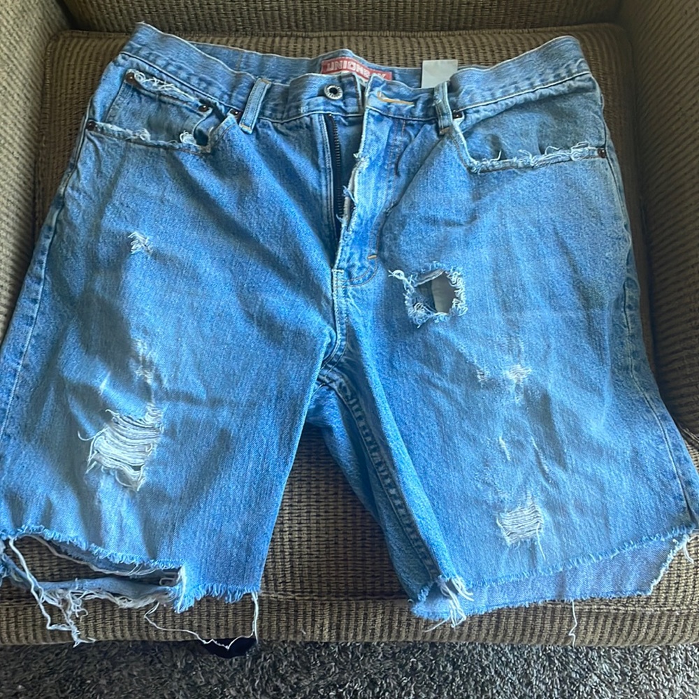 Mens Distressed vintage jean shorts